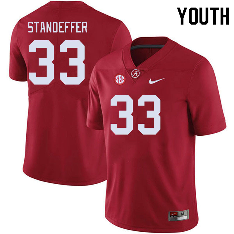 Youth #33 Jack Standeffer Alabama Crimson Tide College Footabll Jerseys Stitched-Crimson